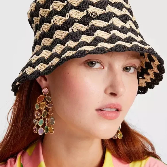 Kate Spade Black and Cream paper Hat - Picture 1 of 11